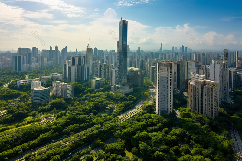 蓝天下的城市中心区城市建筑风光,高清,摄影图,摄影图片,图片大全,摄影图免费下载